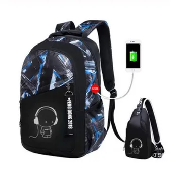 

Boys School Bags Waterproof Large Backpack For Teenagers Schoolbag Kids Orthopedic School Backpack For Boy Student Chest Bag Set