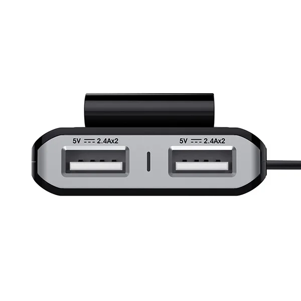 4-Port Car Charger, USB Onboard Charger with Cable, 9.6A One plus Two Multi-functional Cellphone Car Charger Mobile Phone Chargi