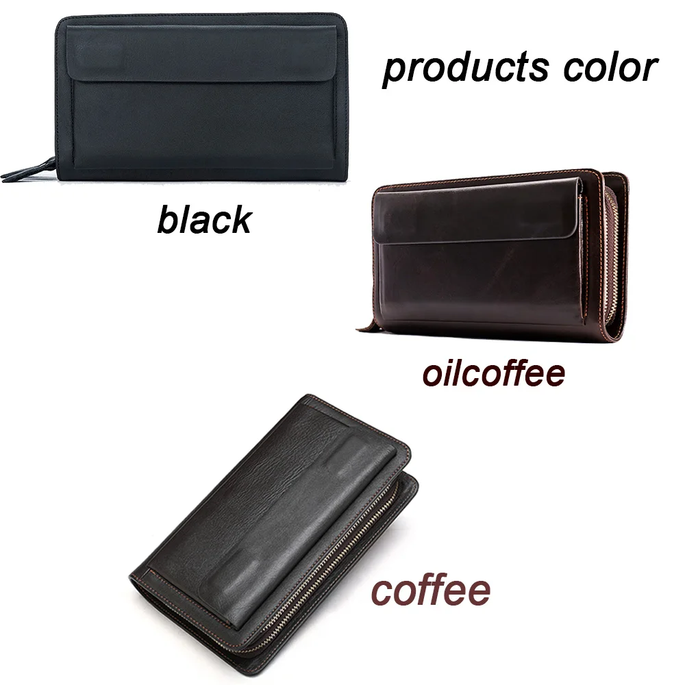 MVA Clutch Male Men's Wallet Genuine Leather Double Zipper Men's Clutch Bags purse for men Passport/Phone Wallets for credit car 5