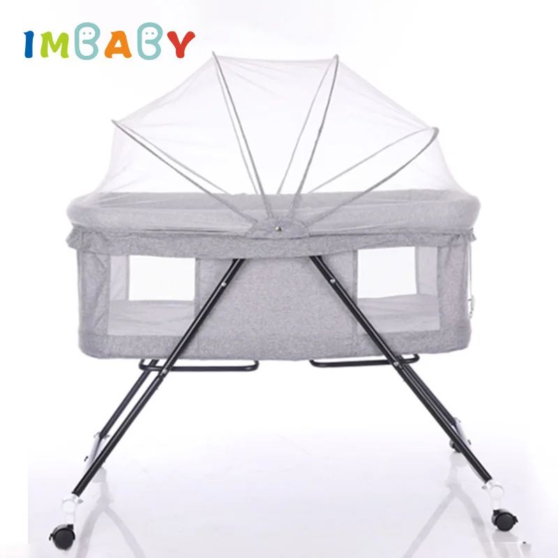 IMBABY Складная портативная детская кроватка для новорожденных кровать сна