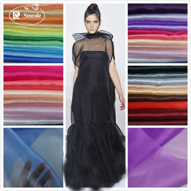 Upscale Thicken Harden Transparent Organza Mesh Fabric High Density Light Ice Yarn Wedding Dress Puff Skirt RS2962 | Дом и сад