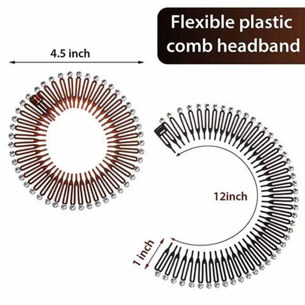 claw hair clips Plastic Flexible Circle Stretch Comb Teeth Headband Hair Hoop Band Clip Hairband For Face Wash Fixed Hair Accessories wide headbands for women