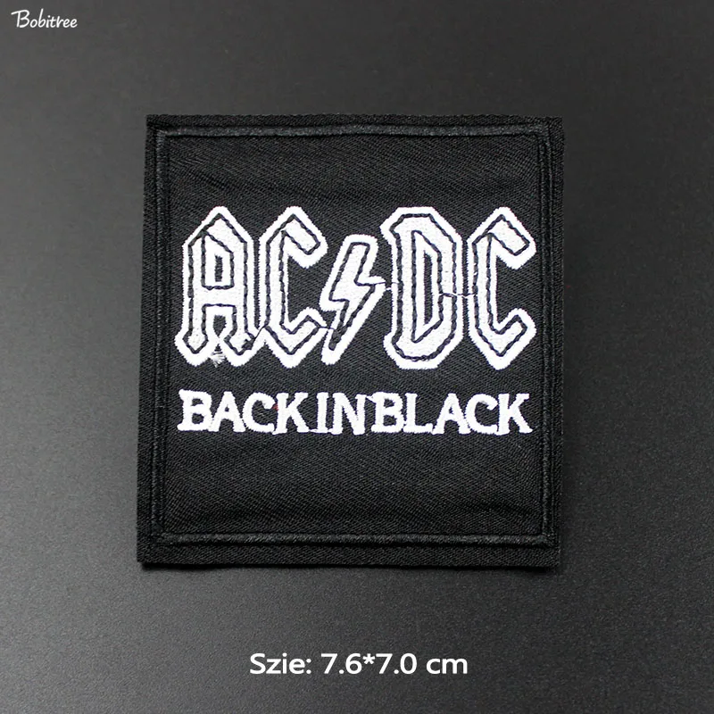 Черный ACDC рок металлический ремешок гладильные Патчи Вышивка полоски на одежде значки аппликации Обрезанные наклейки DIY аксессуары