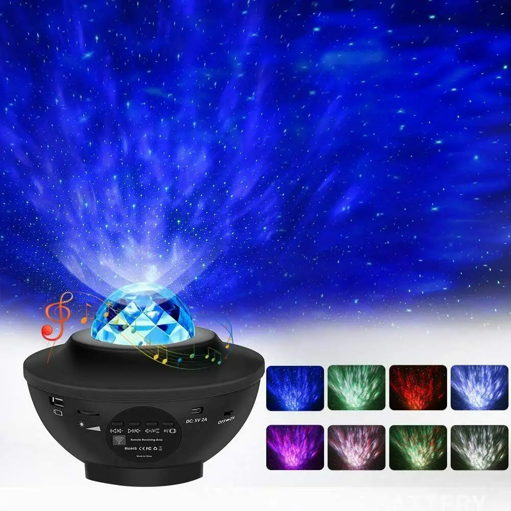 

Galaxy Starry Night Lamp LED Star Projector Night Light Ocean Wave Projector with Music Bluetooth Remote Control Kids Gift