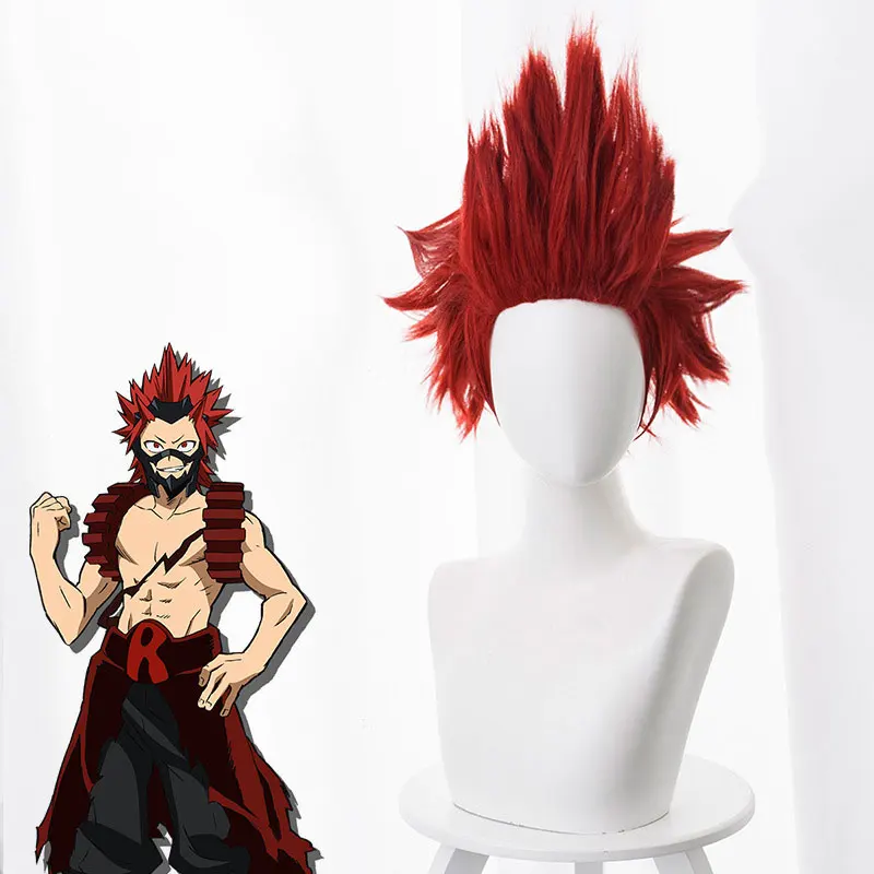 My Boku No Hero Academy Eijirou Kirishima Eijiro Red Short Heat Resistant Wig Cosplay + Cap | Тематическая одежда и