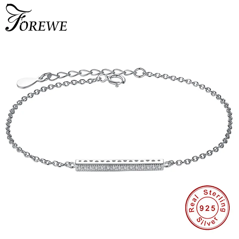 Аутентичный 925 пробы Серебряный регулируемый браслет-цепочка Простой браслет с кристаллами для женщин модное ювелирное изделие Рождественский подарок