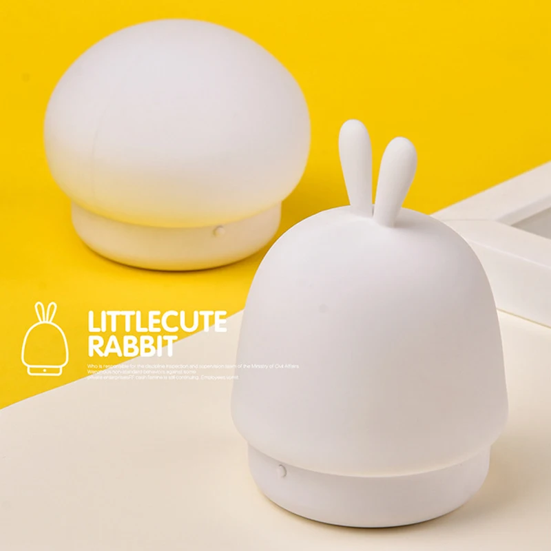 

Silicone LED Night Lamp Brightness Adjustable Children's Night Light Cute Rabbit Mushroom Baby Child Nursery Lamp for Kids Gift