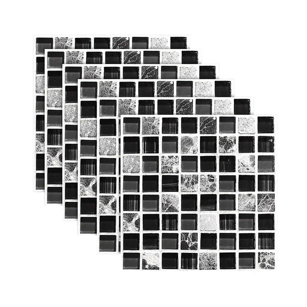 

6pcs Self Adhesive Mosaic Tile Sticker Kitchen Bathroom Simulation Wall Tile Stickers Decor Waterproof Stick PVC Home Decor #3F
