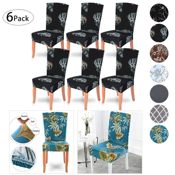 

6 PCS Soft Spandex Fit Stretch Dining Room Covers, Banquet Chair Seat Protector Slipcover for Home Party Hotel Wedding Ceremony