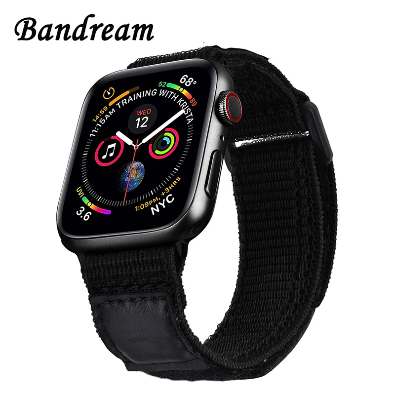 Ремешок для iWatch Apple Watch SE Series 6 5 4 3 2 1 44 42 40 38 мм нейлоновый и кожаный | Наручные часы