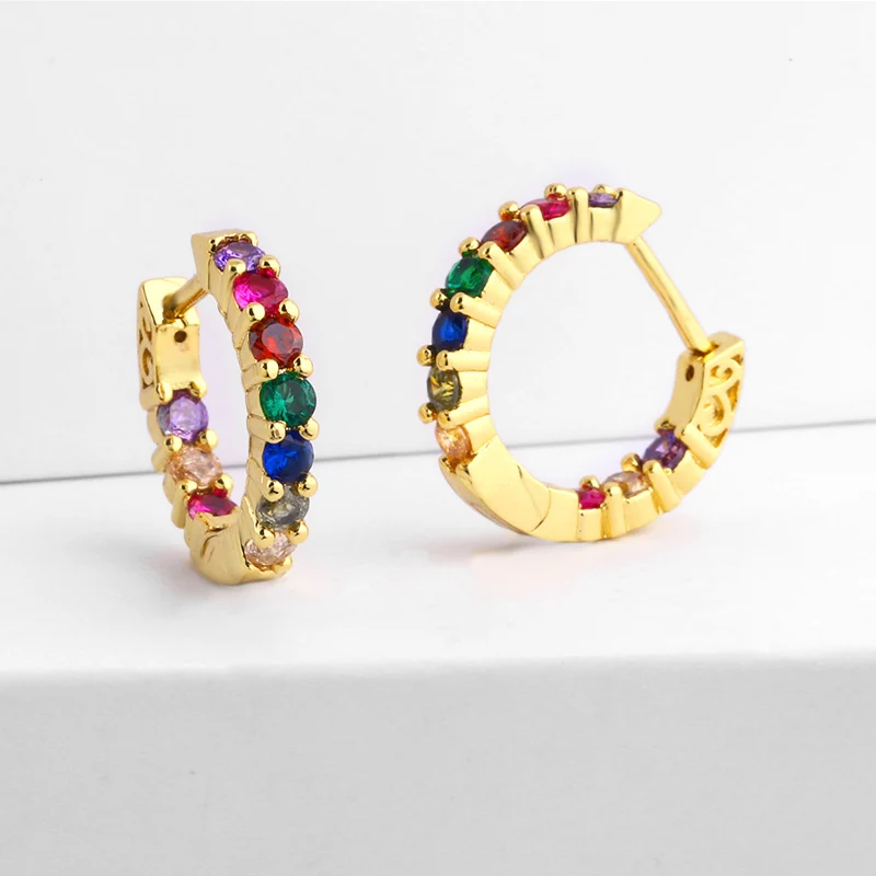 ers-q22 small hoop OCESRIO, мини-серьги в стиле панк, женские серьги, радужные cz, нежные золотые, женские, в форме звезды, в полоску, с крестиком, серьги-капли, ers-q30 - Окраска металла: ers-q22 small hoop