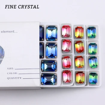 

4627 Sew on rhinestone claw for K9 Crystal Tourmaline colors Thin octagon fancy stone for sewing