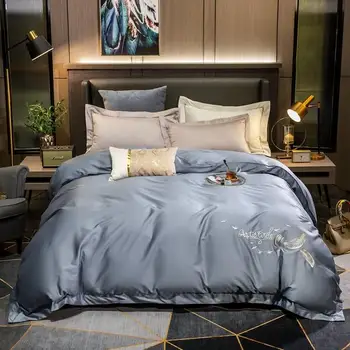

High Quality 1 Pcs Quilt Cover Queen King Full Twin Size Bed Set 100% Cotton 60s Sateen Duvet/comforter Cover Embroider Satin