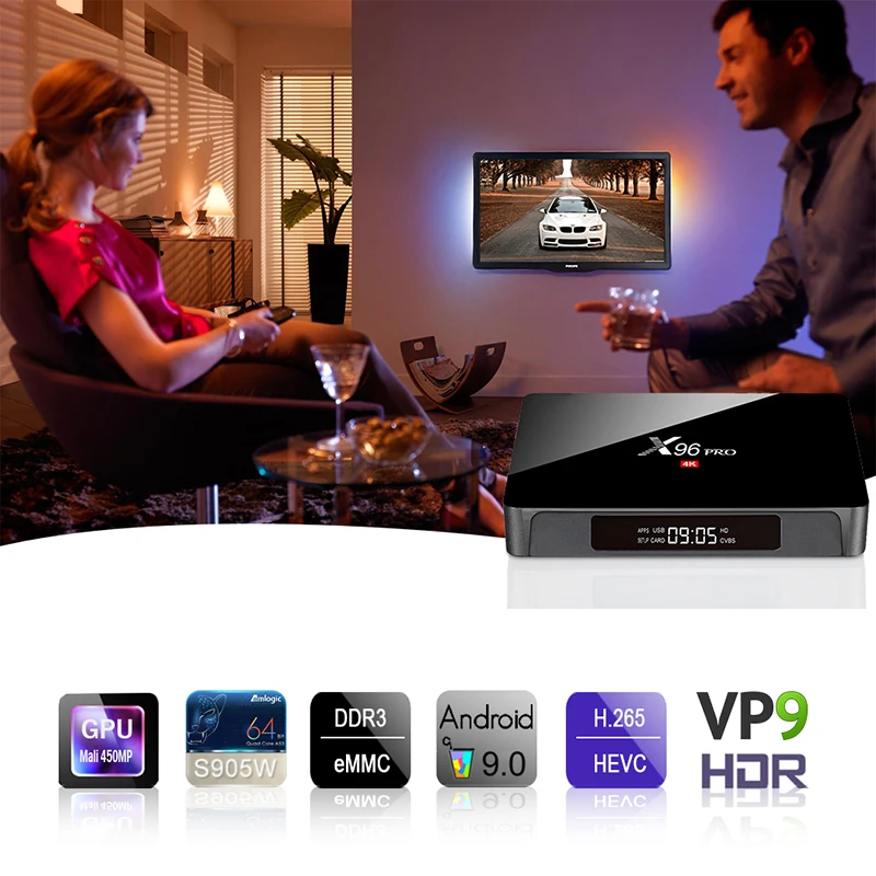 X96 PRO tv Box Android 9,0 Amlgoic S905W 2 Гб 16 Гб 4K телевизионная коробка YouTube Netflix обновленная X96 Мини ТВ приставка