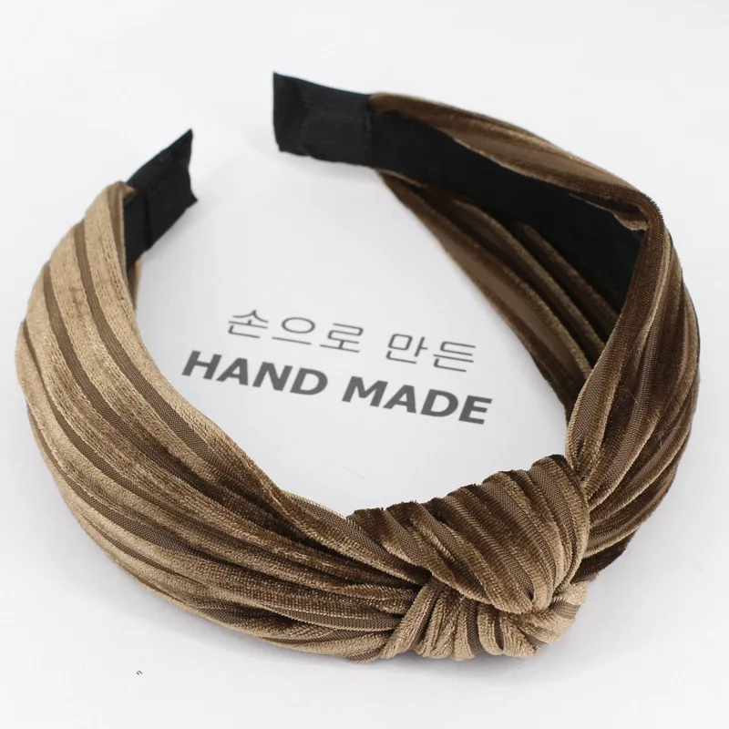 army green Hairband Винтажная велюровая головная повязка для женщин простая завязанная Женская повязка для волос модные аксессуары для волос для девушек аксессуары B538 - Цвет: army green Hairband