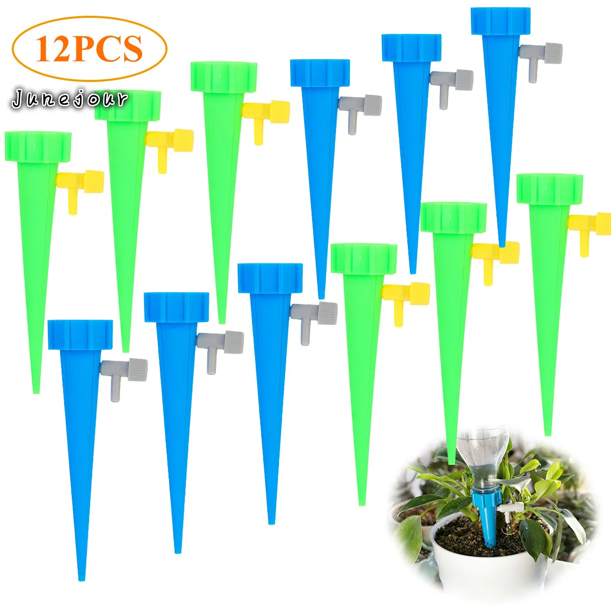 

12 PCS Auto Drip Irrigation Watering System Dripper Spike Kits Garden Household Plant Flower Automatic Waterer Tools