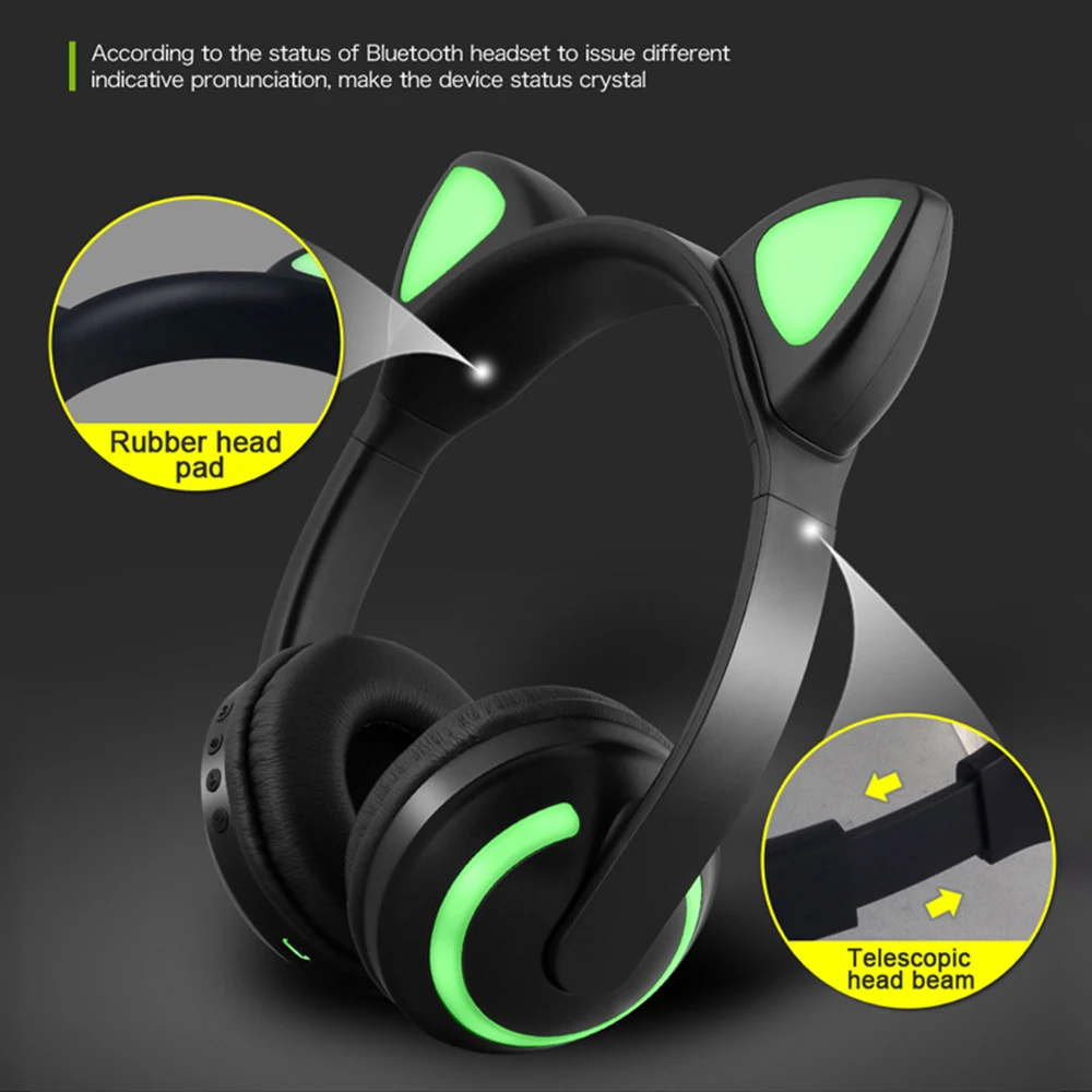 LED Backlit Bluetooth Gaming Headphone 3D Wireless Stereo Female Headset For Xiaomi Huawei PC Notebook Computer With HD Mic