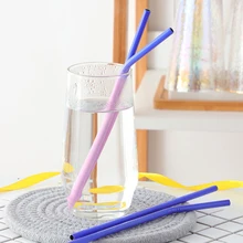 Портативный градиентный Радужный цвет соломинка из нержавеющей стали для сока молочный коктейль замороженные напитки многоразовые соломинки очиститель Бар инструменты LA104