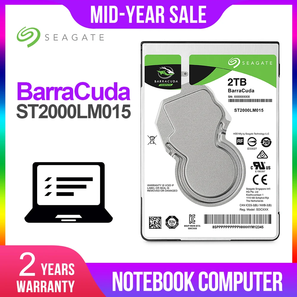 Seagate 2 ТБ 2,5 дюйма внутреннего HDD жесткий диск для ноутбука диск 7 мм 5400 RPM SATA 6 ГБ/сек. 128 MB Кэш 2,5 "HDD для ноутбуков ST2000LM015