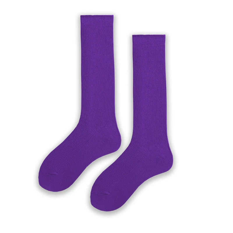 Dark purple Japanese autumn and winter new hot women's solid color cotton pile stockings - Цвет: Dark purple