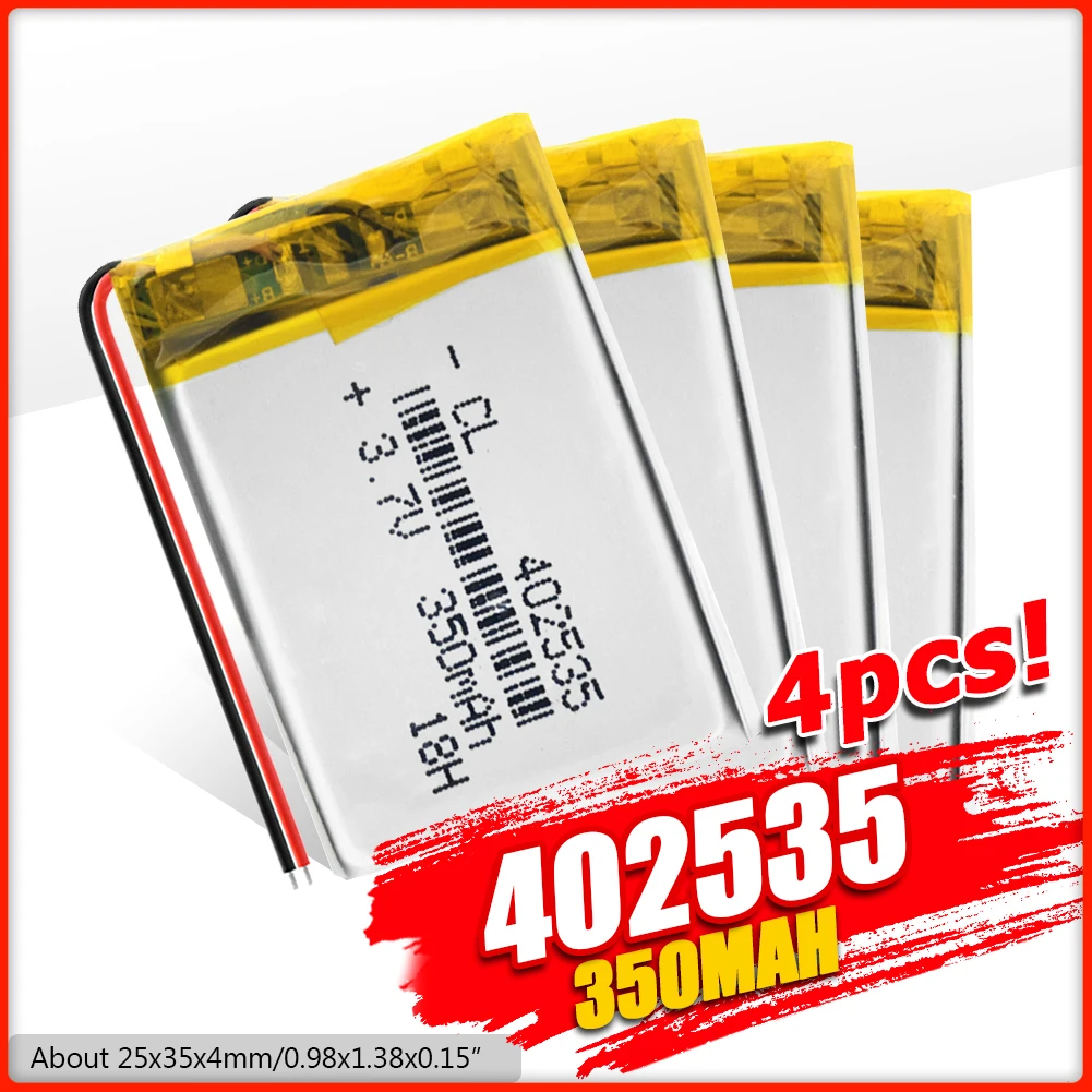 350mAh 402535 Rechargeable Battery Lithium Polymer Li-Po li ion Lipo cells For GPS MP3 MP4 Power Bank Watch | Электроника