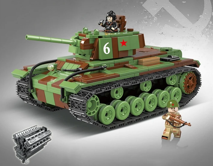 WW2 военный KV-1-танк, строительные блоки, Военный танк WW2, армейский солдат, оружие, блоки для оружия, игрушки для детей, подарки