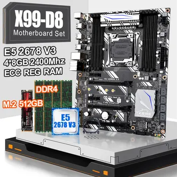 

JINGSHA X99 D8 Motherboard Set With Xeon E5 2678V3 And 4pcs DDR4 8GB 2400MHZ ECC REG RAM JINGSHA SSD M.2 512GB