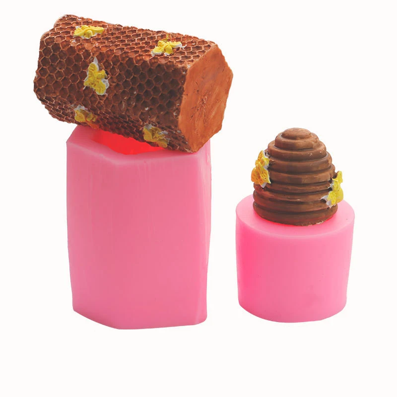3D Bee Honeycomb Candle Silicone Molds Cake Fondant Bakeware Molds Homemade Beeswax Soap Crayon Wax Hives Candles Making Supplie