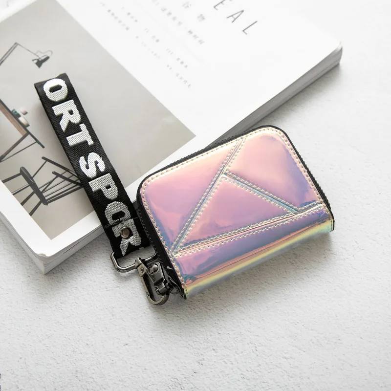 

Amoy Printed Leather Goods Laser Organ Wallet Women's Small Card Bit More Purse Wallet Ultra-Thin Card Case Document Package