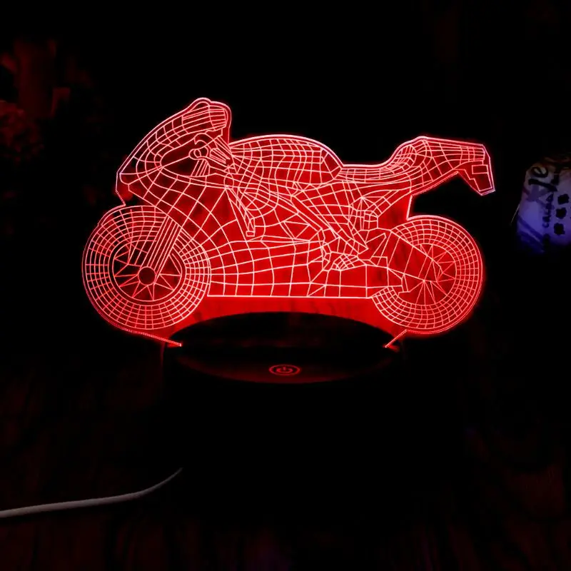 

USB Novelty 7 Colors Changing Motorcycle LED Night Light 3D Desk Table Lamp Home Decor