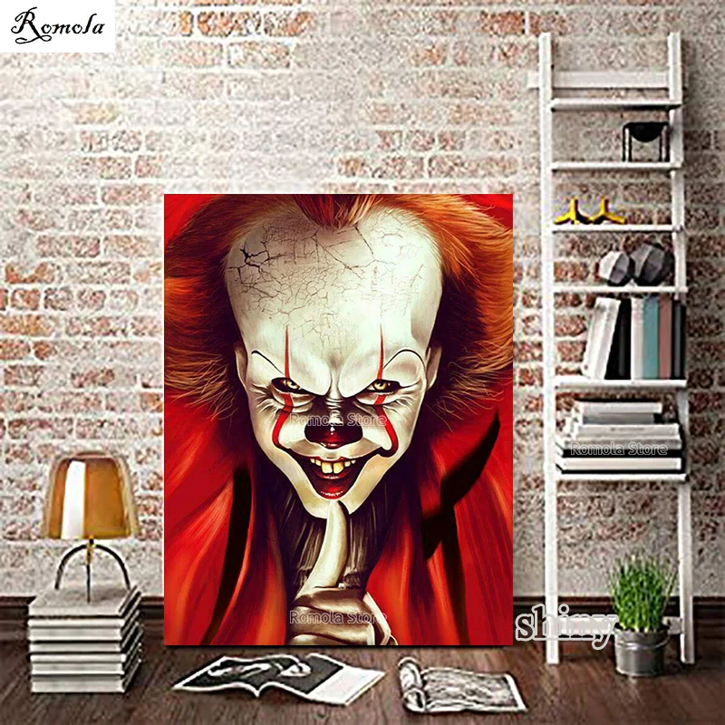 

Horror clown movie character it Handmade DIY Diamond Painting Full Square / Round Drill diamond Embroidery mosaic pattern gifts