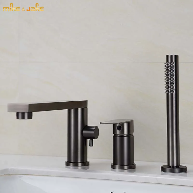 Gun metal brushed metal bathtub faucet hot and cold bath mixer tap deck