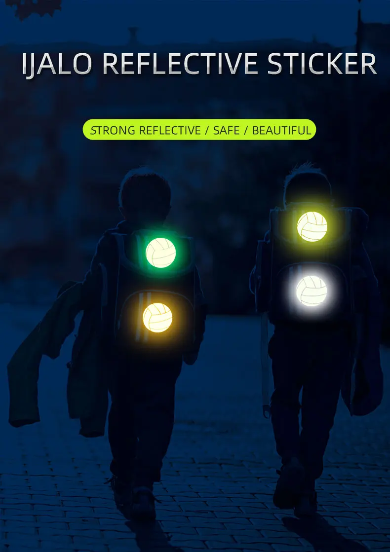 Pegatina de voleibol para bolsa escolar, pegatinas reflectantes, reflectantes de advertencia para ciclismo, cinta adhesiva Horizontal