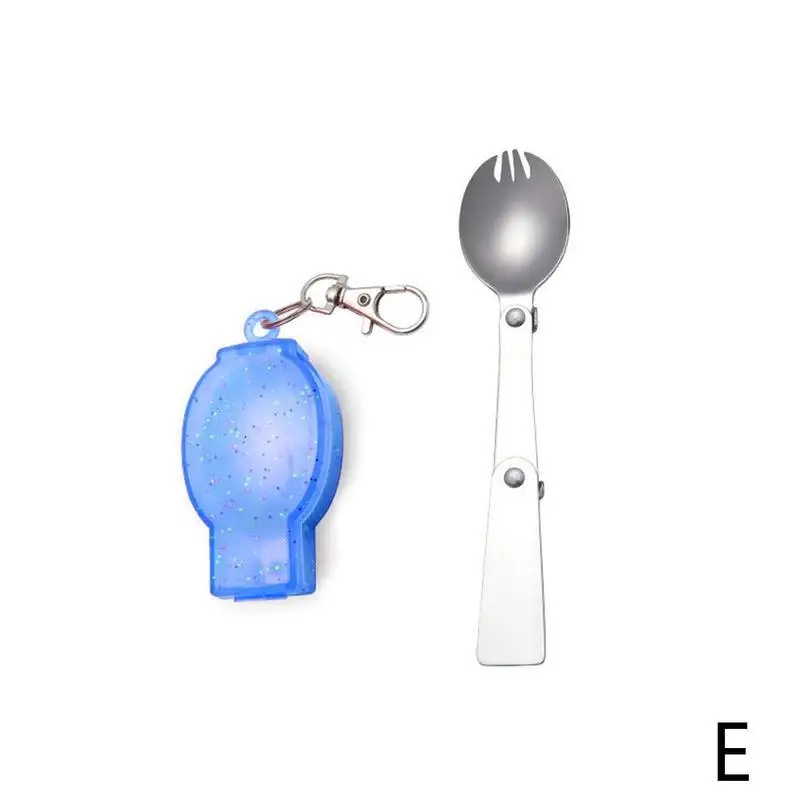Outdoor Folding Travel Camping Utensil Stainless Pocket Spoon Fork Super Small Foldable Spoon Fork Camping Picnic Survival Tool - Цвет: E