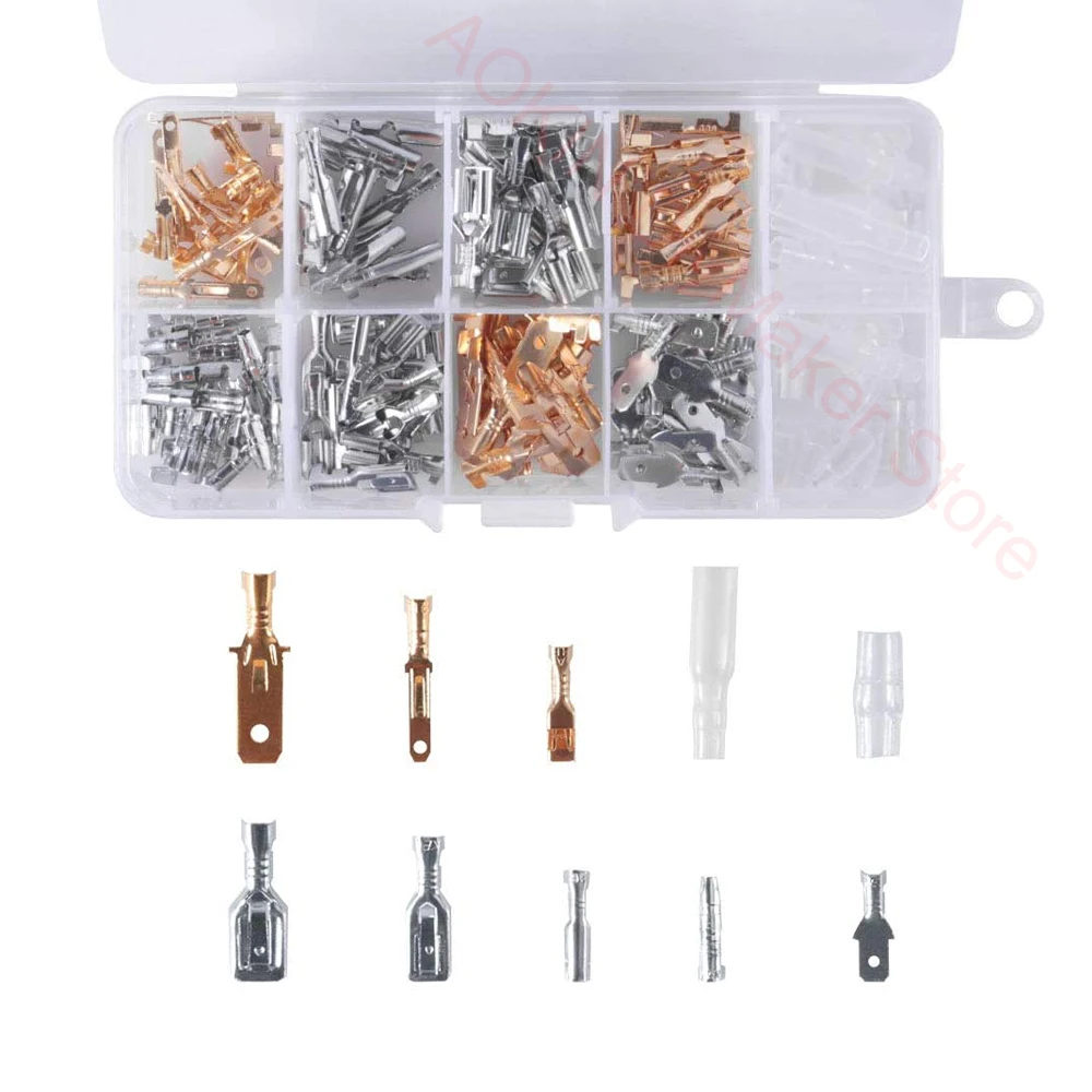 150pcs Quick Splice Wire Spade Connector Wire Crimp Terminal Block with Insulating Sleeve Assortment Kit for Electrical Wiring 480 pcs male female spade connectors wire crimp terminal block with insulating sleeve assortment kit