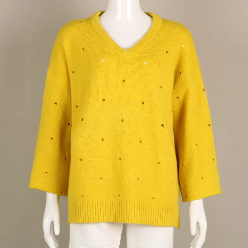 

Star with hollow Mohair loopholes lazy sweater loose knitted sweater women autumn and winter 2019