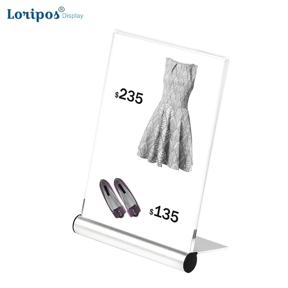 A6AluminumSignHolderLShapeTableSignHolderDeskPriceTagLabel