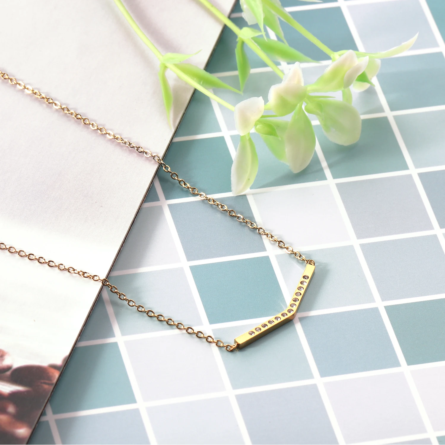 Ожерелье LUXUSTEEL из нержавеющей стали для женщин ожерелье с кубическим цирконием
