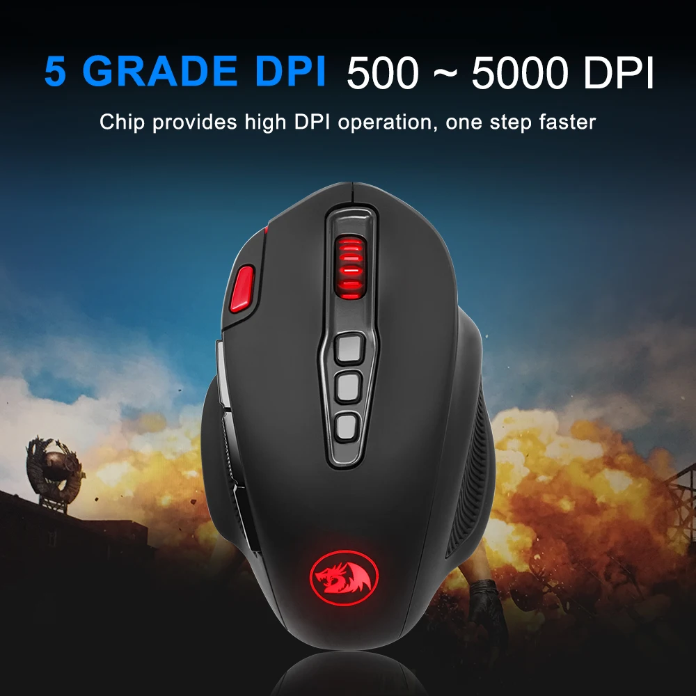 Redragon SHARK M688 Беспроводная программируемая игровая мышь 5000 dpi 10 кнопок эргономичная для overwatch геймерская мышь для ноутбука ПК компьютера