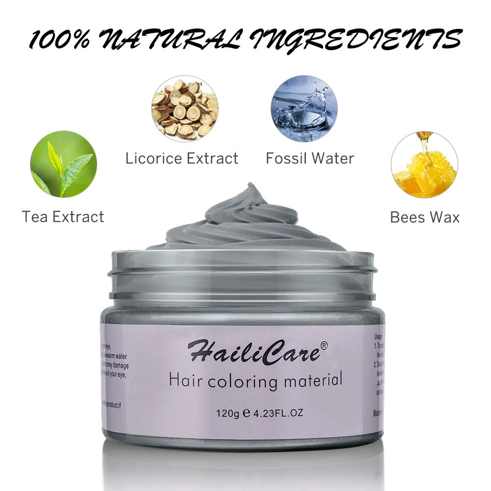 Hailicare Hair Wax Color Temporary Hair Dye Pomade Instant Silver Grey Hair  Dye Color Natural Matte Hairstyle Cream For Party - Hair Color - AliExpress