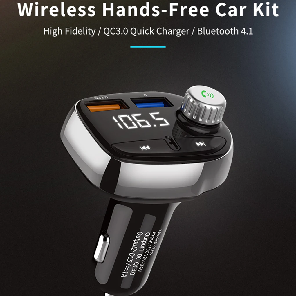 Автомобильный Bluetooth fm-передатчик, комплект громкой связи, автомобильный аудио mp3-плеер, цифровой экран, двойное USB зарядное устройство, u-диск