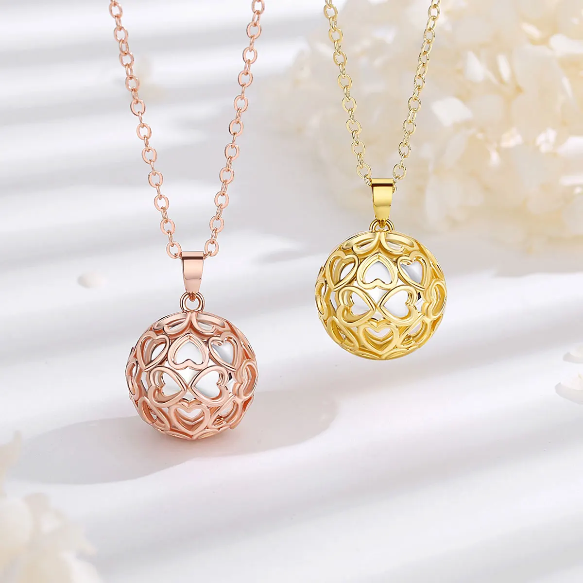 Eudora 20MM Bola De Grossesse Heart Harmony Ball Necklace Pregnancy Chime Bola Angel Caller Pendant Fine Jewelry for Women Gift 4