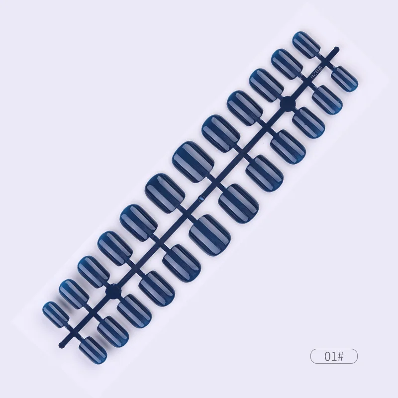 24 шт многоразовые блестящие накладные ногти с полным покрытием, искусственные кончики для коротких декорированных ногтей - Цвет: Color 1