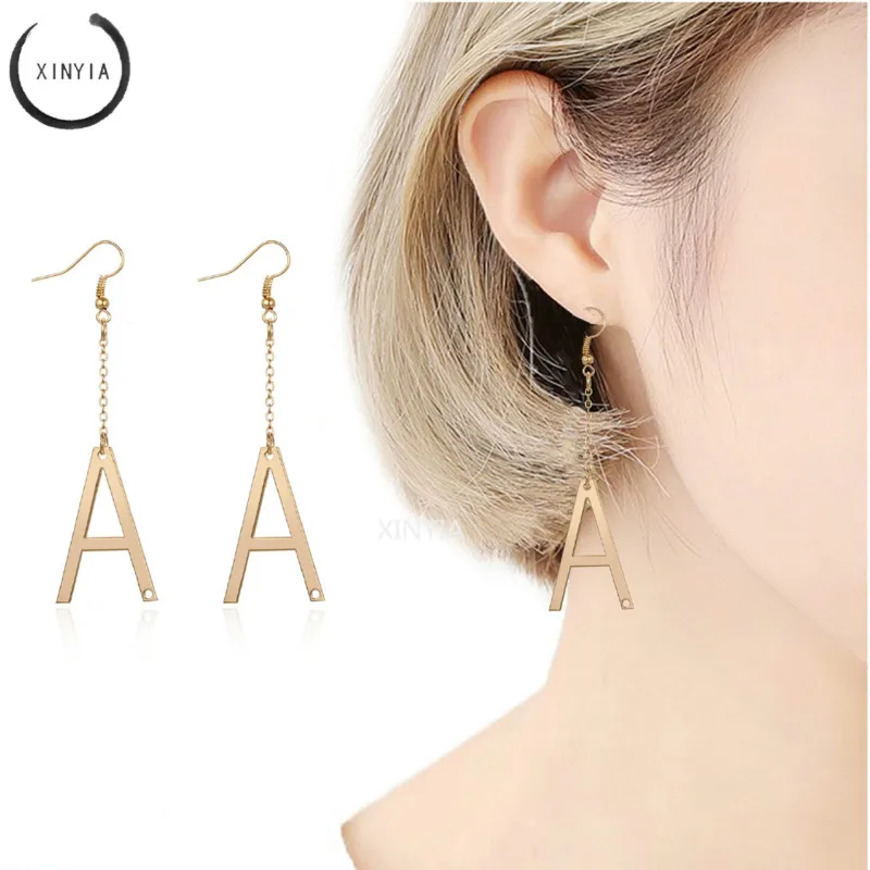 

Tiny Initial Letter Earrings Stainless Steel Personalized A-Z Alphabet Stud Earrings Everyday Jewelry Long Tassel Earrings