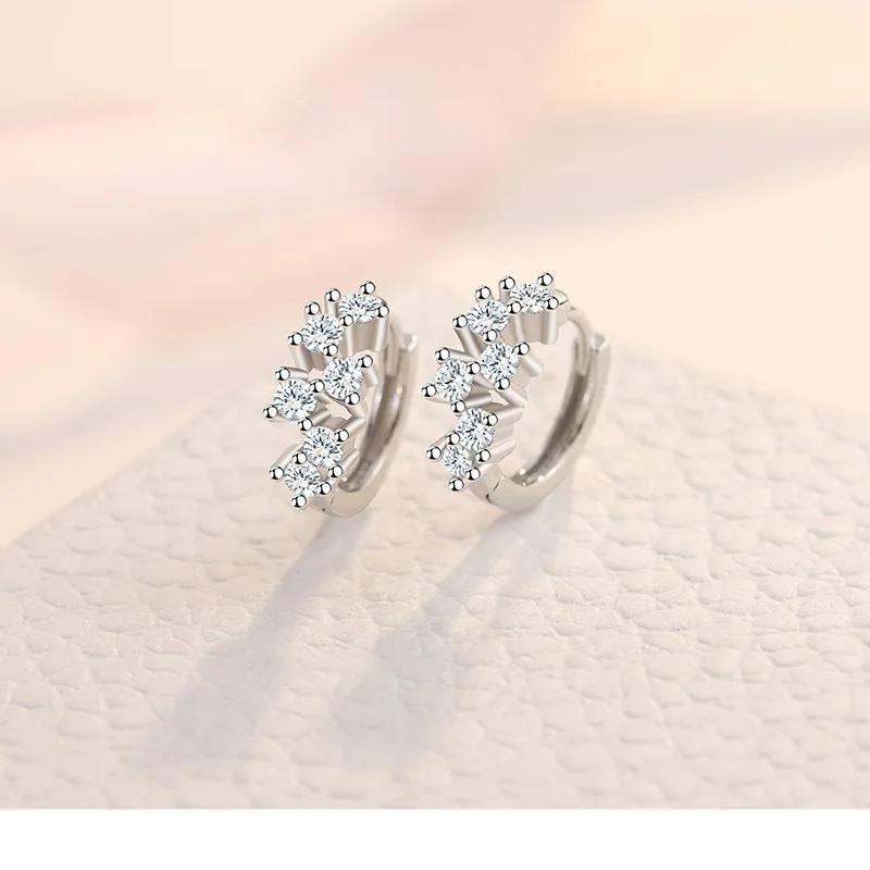 2020 NEW HOT SALE 100% Real 925 Sterling Silver Crystal Circle Earring For Women Making Jewelry Gift Wedding Party Engagement