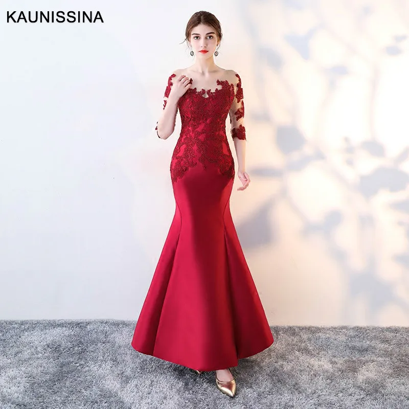 Длинные вечерние платья KAUNISSINA красное вечернее платье русалки с коротким