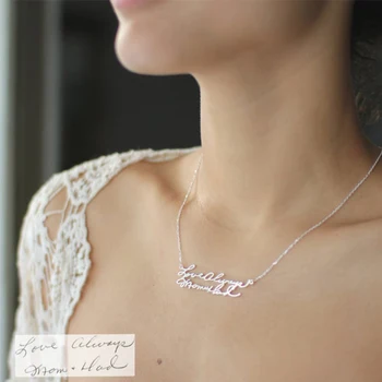 

Personalized Handwriting Necklace Bracelet Custom Actual Handwriting Jewelry Signature Bracelet Necklace Keepsake Any Language