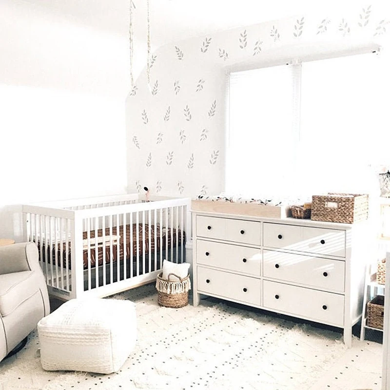 Hand Drawn Wild Flowers Twigs Leaves Wall Sticker Girl Room Kids Room  Sweet Flowers and Twigs Leaf Wall Decal Bedroom Vinyl Dec (2)