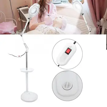 

Jade Roller 5X Magnifying Adjustable LED Beauty Salon Floor Lamp Cold Light Tattoo Lamp with Tray Ultrasonic Face Cleaning