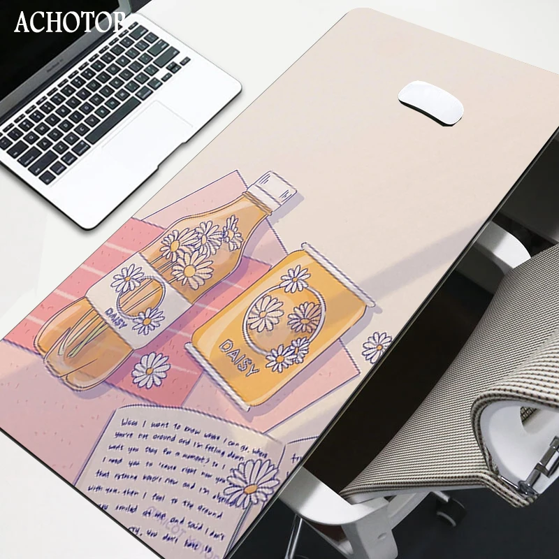 Pink Anime Mouse Pad Gamer Cute Kawaii XXL Gaming Mousepad Rubber Otaku Locking Edge 900X400MM Laptop Notebook Keyboard Desk Mat